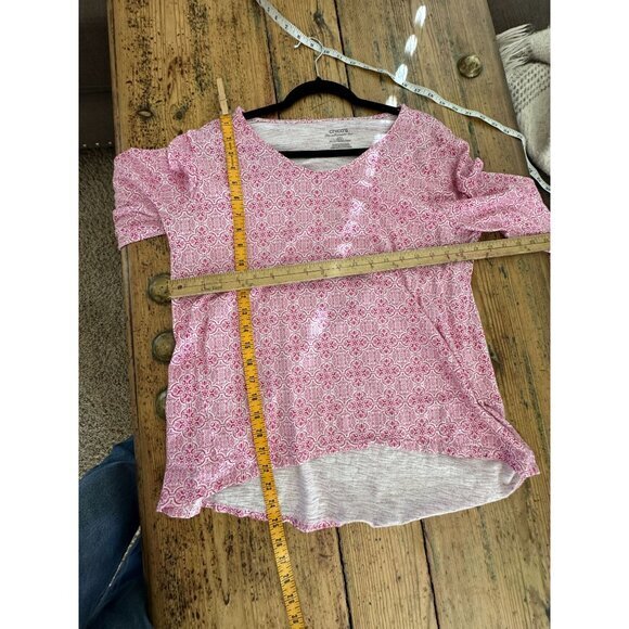 Chicos Womens Pink Blouse 2 Medium 3/4 sleeve round neck pullover cotton - Picture 5 of 5